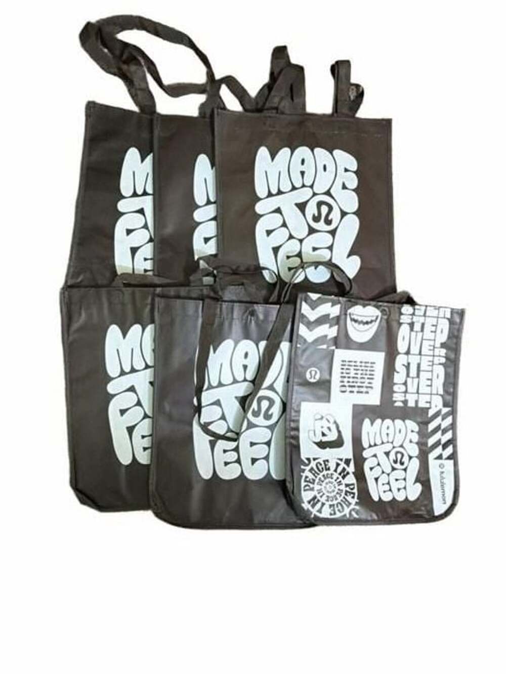 Lululemon Made To Feel Brown Tote Bag Shopping Bag Set of 6